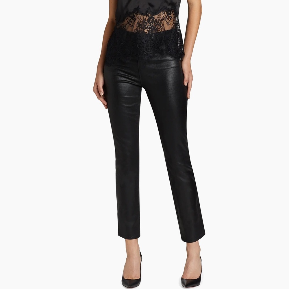 L’AGENCE Coated High Rise Cropped Straight Leg Noir Black Jeans SIZE 28